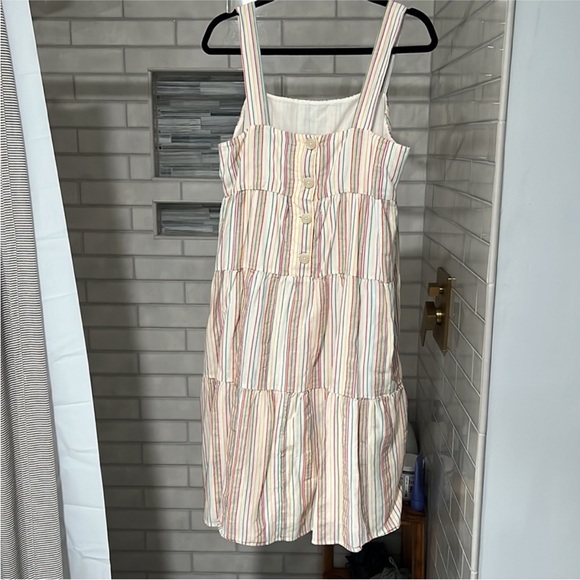 Madewell Multicolor Button-Back Tiered Dress A-Line Striped Colorful Textural - Picture 5 of 6